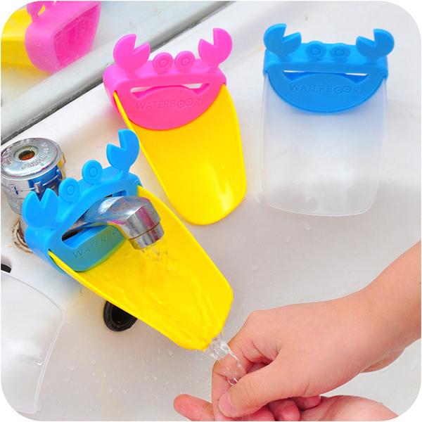 Creative Kids Hand Washing Aid Cartoon Crab Water Channel Tap Extension Device for Baby Silicone Water faucet Guide to Funny Wash