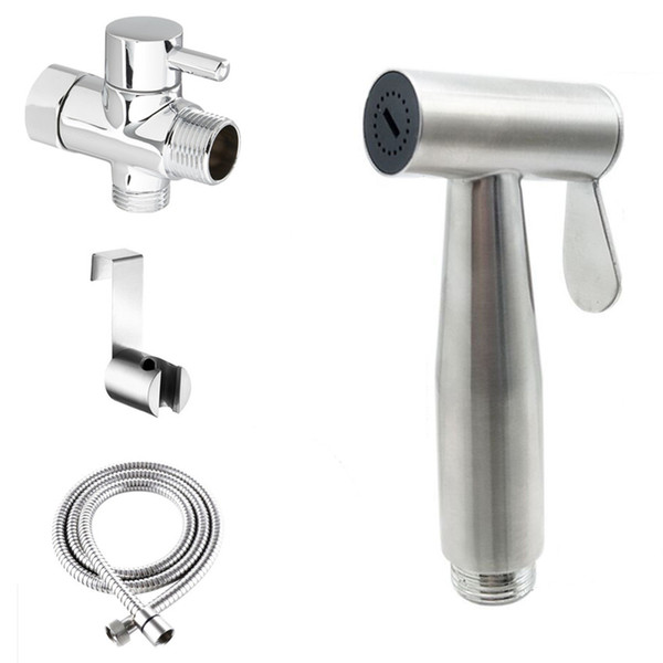 304 Stainless Steel Handheld Bidet Shower Set Toilet Bidet Sprayer High Pressure Diaper Washing with Hose holder hanger 7/8