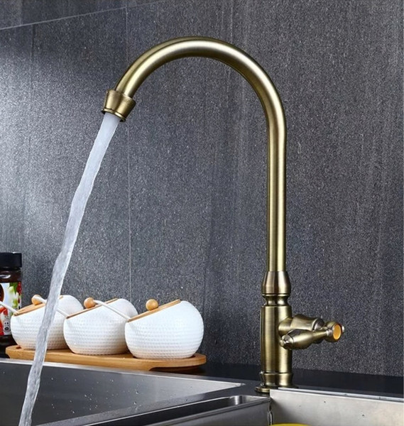 Kitchen Faucets Antique Color Cozinha Faucet Brass Swivel Spout Kitchen Faucet Single Handle Vessel Sink Mixer Tap