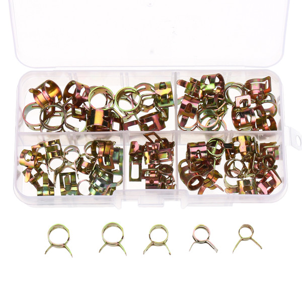 75Pcs Fuel Hose Line Tubing Clamp Spring Band Type Action Pipe Clip Color-Zinc Plated