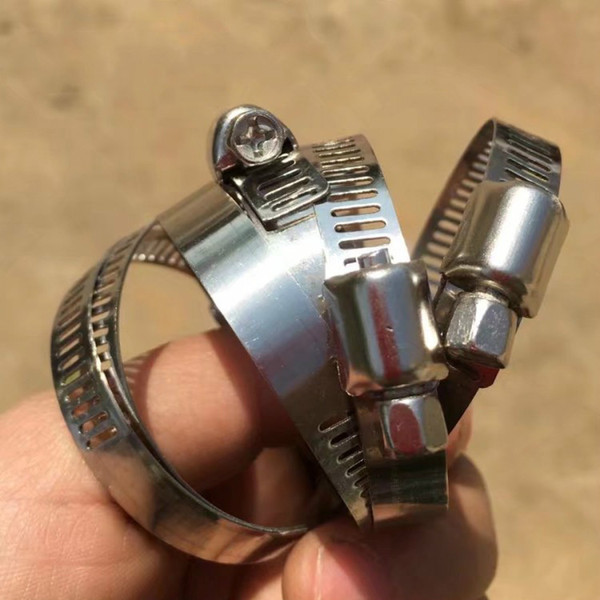 6pcs 100pcs Pipe Clamps Genuine Stainless Steel Hose Clips Fuel Hose Pipe Clamps Worm Drive Durable Anti-oxidation Screw Worm Drive Fastener