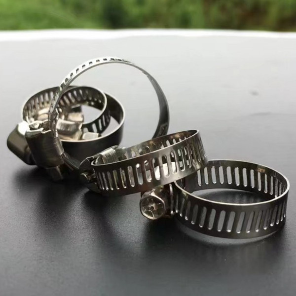 Multi Size Pipe Clamps Genuine Stainless Steel Hose Clips Fuel Hose Pipe Clamps Worm Drive Durable Anti-oxidation Screw Worm Drive 10-16mm