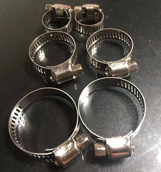 100pcs Stainless Steel Screw Worm Drive Adjustable Drive Hose Clamp Fuel Line Worm Size Clip 16-25mm Hoop Hose Clamp Hot Sale Fastener