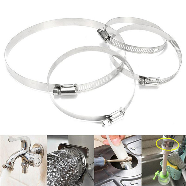 Stainless Steel Hoop Clamp Hose Clamp Set automotive pipes clip Fixed tool Adjustable Drive Screw Worm Drive 100pcs Multi Size 8-12mm