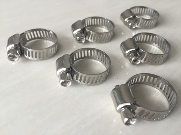 100pcs Stainless Steel Adjustable Drive Hose Clamp Fuel Line Worm Size Clip Multi Size Hoop Hose Clamp Hot Sale Screw Worm Drive Fastener