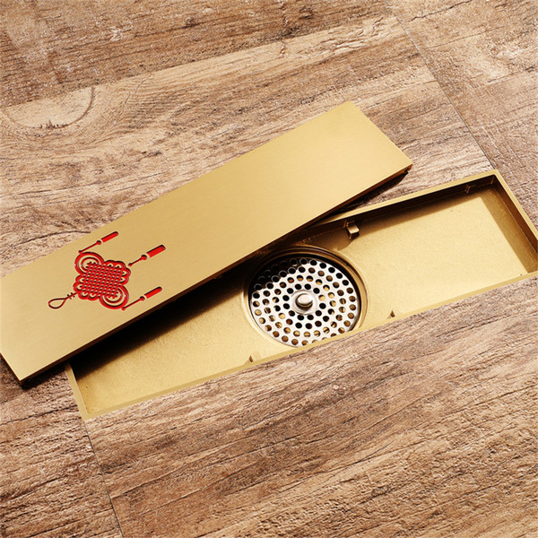 Brass Square Antique Bronze Bathroom Floor Drain Waste Grate Shower Drainer 30cm Golden Floor Mounted Drains Ground Drainage