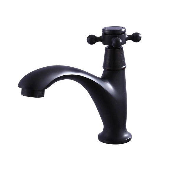 black Bathroom Water Mixer Basin Faucet deck mounted full copper Mixer Tap single hole Cold water Faucet Bathroom Sink Faucets