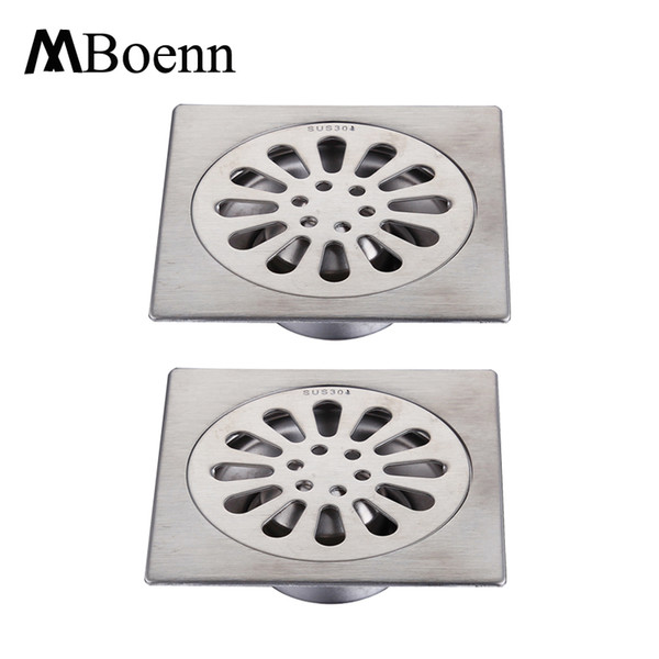 304 Stainless Steel Floor Drain 10*10cm Brushed Finish Square Floor Drain Shower Drain Bathroom Drains Balcony Strainer