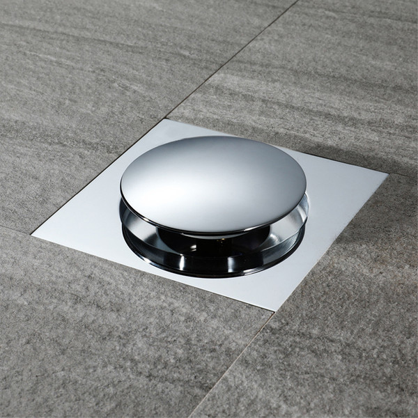 4 Inch Drains Brass Linear Floor Drains Anti-odor Shower Drain Strainer Bathroom Water Waste Drain 100mm Square Chrome Finished