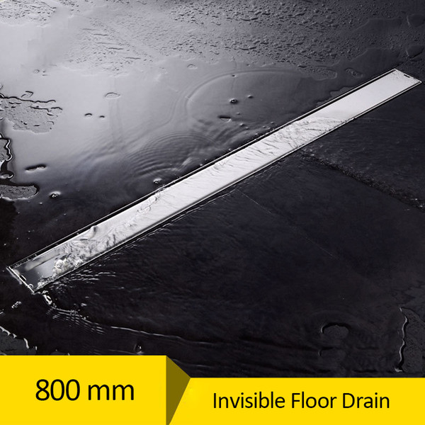 800mm Square 304 Stainless Steel Long Linear Floor Drains Grate Bathroom Shower Drain Ground Waste Water Rapid Drainage Brushed