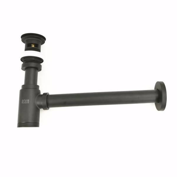 ROLYA Matte Black Bottle Trap Plumbing P-Trap &Basin Pop Up Drainer Plumbing Tube Replacement Blanoir