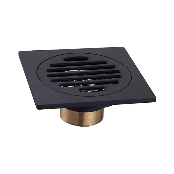 ROLYA Matte Black Shower Grates Bathroom or Kitchen Solid Brass Square Style Floor Drain 2018 New Arrival Drainers 10*10CM
