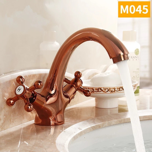 Basin Faucets Antique Bronze Brass Swivel Bathroom Sink Faucet 2 handle Deck Toilet Washbasin Mixer Water Taps WC Taps