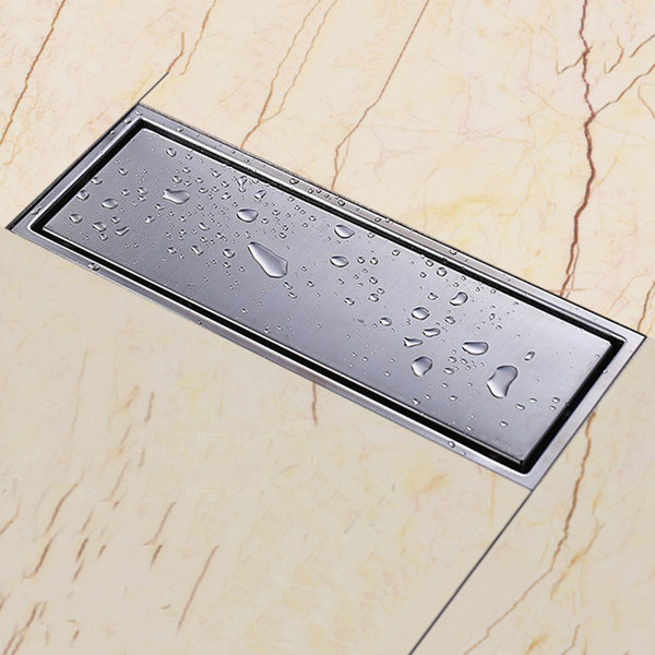 304 solid stainless steel 300 x 110mm square anti-odor floor drain bathroom invisible shower grates