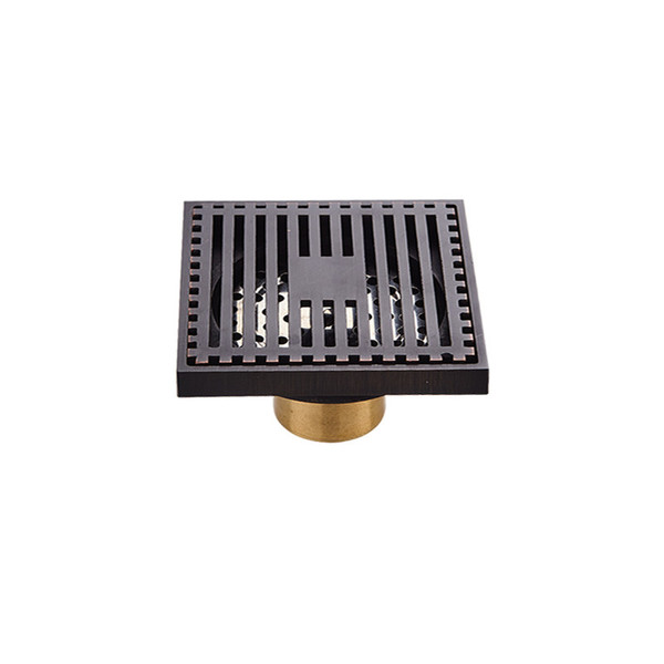Copper Brass Bath Shower Drain Matte Black Floor Drain Square Anti Odor Waste Grates Home Bathroom Drainer 34lw bb