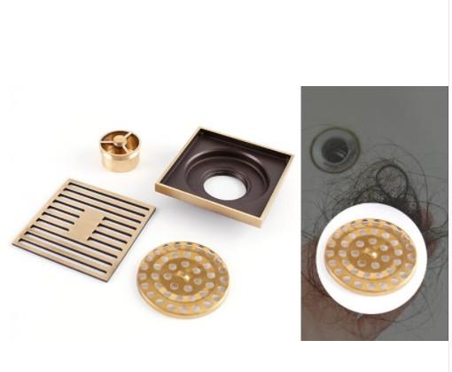 New long strip large displacement kitchen bathroom toilet floor drain Thickened copper square deodorant floor drain 10*10cm