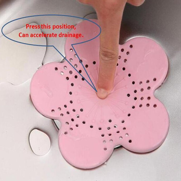TPR Material 4 Colors Cherry Blossoms Kitchen Bathroom Strainer Shower Drain Protector Hair Catcher/Sink filter (White)