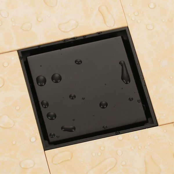 Oil Rubbed Bronze black solid brass 100 x 100mm square anti-odor floor drain bathroom invisible shower drain