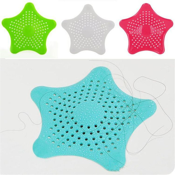 Sink filter Bathroom Starfish Hair Catcher Sink Rubber Drain Strainer Hair Stopper 4 colors PVC Anti-clogging Shower Cover With Sucker
