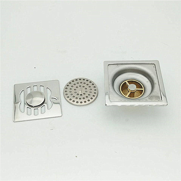 Tile Insert round Floor Drain Waste Grates Bathroom invisible sliver Shower Drain 100 x 100MM 304 Stainless steel