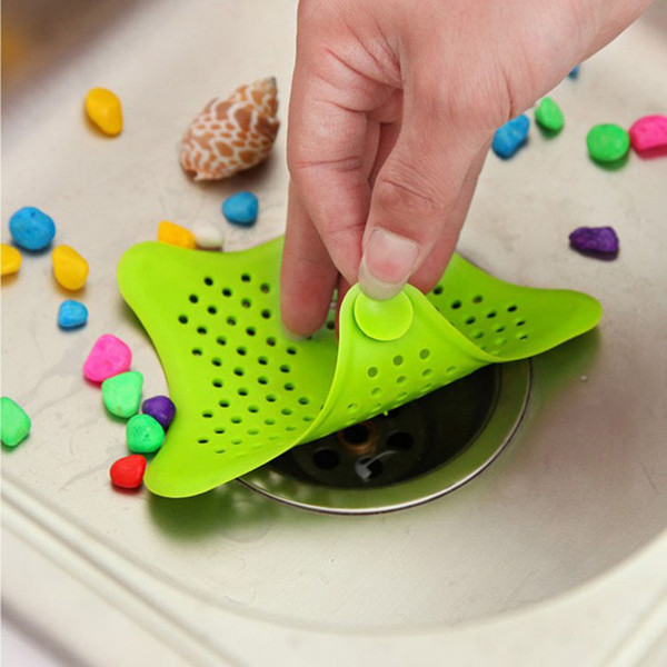 2018 New kitchen silicone five-pointed star sink filter bathroom sucker floor drains shower hair sewer filter colanders strainer