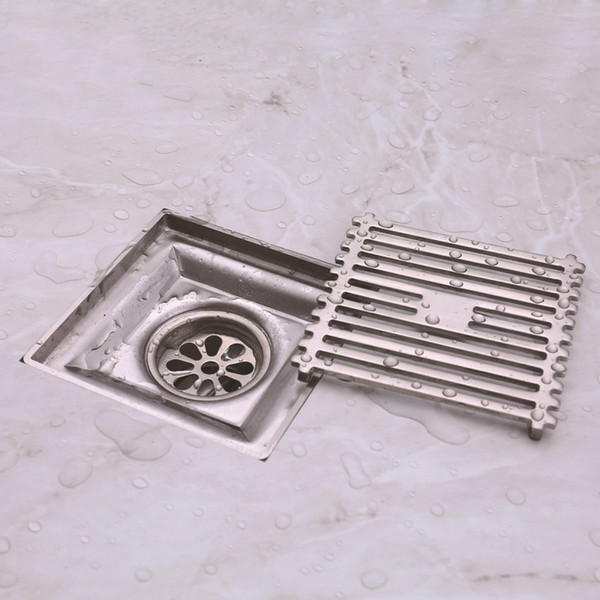 304 Stainless Steel The Floor Drains Shower Room Supplies Square Wire Drawing Bath Drainer Tile Insert High Quality 32kd Ww