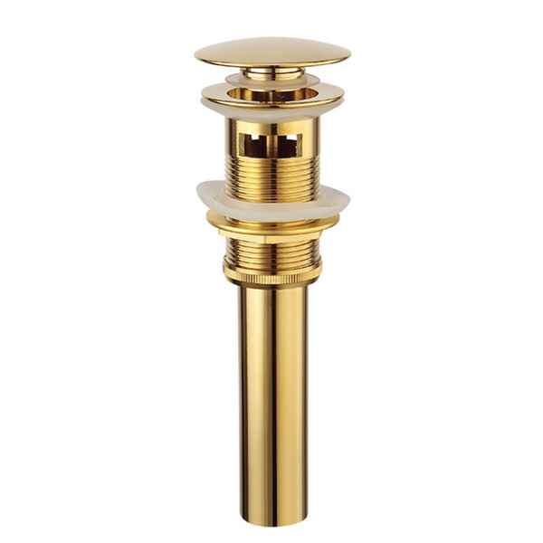 Bathroom Lavatory Gold Brass Basin Sink Drain Pop Up Grate Waste Drainer Waterlet Drains With Overflow Hole