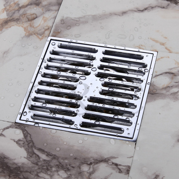 Free Shipping 10X10 CM Chrome Bathroom Balcony Copper Deodorant Square Floor Drain 9101