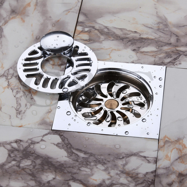 Contemporary Balcony Solid Brass Deodorant Square Floor Drain Strainer Cover Sink Grate Waste Bathroom / Washing Machine 9104