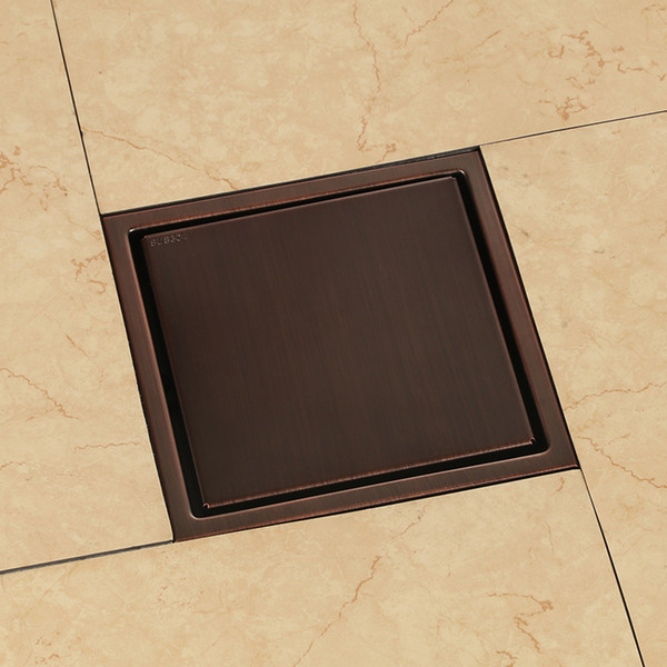 Bathroom invisible Red bronze shower drain Antique solid stainless steel 150 x 150mm square anti-odor floor drain