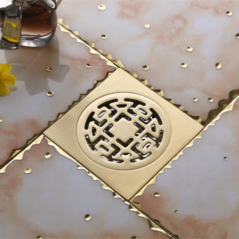 Fashion hot 10*10cm Vintage Artistic Brass Bathroom Wetroom Square Shower Floor Drain Antique brass square drains FD-1007