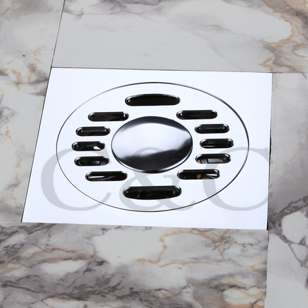 Free Shipping Bathroom Balcony Copper Deodorant Square Floor Drain Strainer Cover Sink Grate Waste / Washing Machine 9103