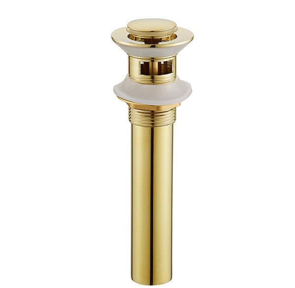 Brass Push Down Pop-Up Non-overflow/Overflow Golden Bathroom Basin Drains with 1 1/2-Inch Flip Stopper
