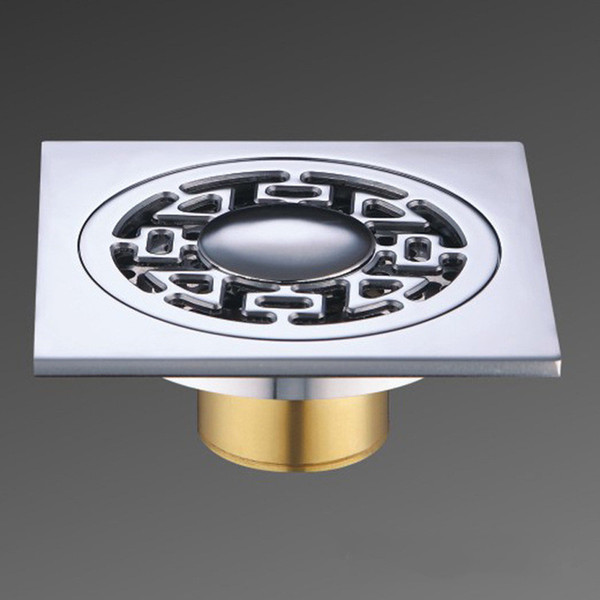 Floor Drain Grate Waste 100mm Square Solid Brass Chrome Bathroom Shower Tile NEW