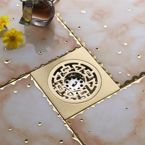 Fashion hot 10*10cm Vintage Artistic Brass Bathroom Wetroom Square Shower Floor Drain Antique brass square drains FD-1006