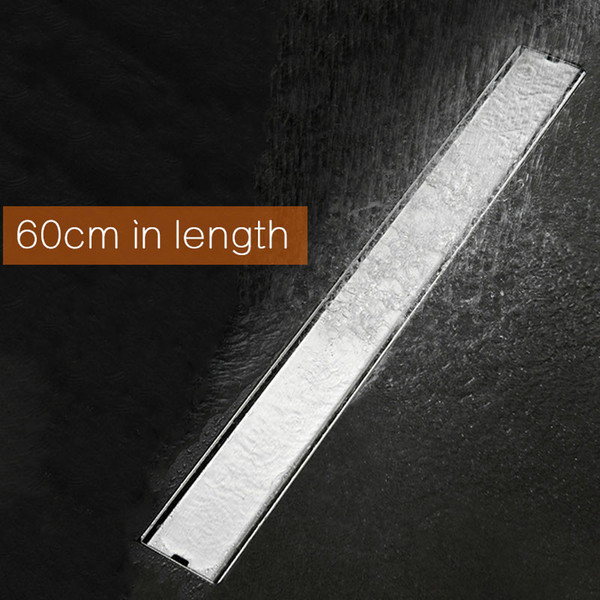 60cm Length Bathroom Invisible Shower Floor Drain Stainless Steel Brushed Rectangle Deodorant Water Drain