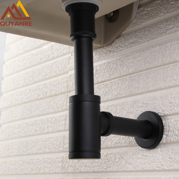 Bottle Trap Brass Round Siphon Black Chrome Gold P-TRAP Bathroom Vanity Basin Pipe Waste With Pop Up Drain