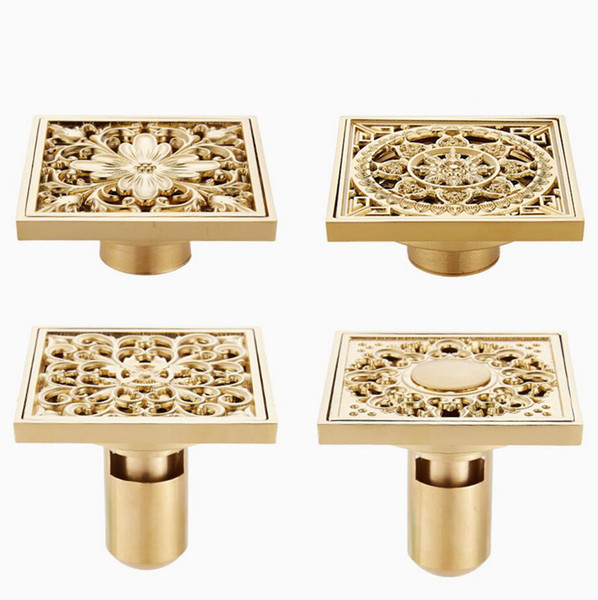 New Full Brass Deodorant Floor Gold Deep Water Drain Gold Carbide Floor Drain Multi-Purpose Insect Floor Drain Wholesale