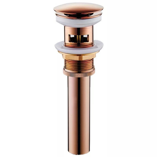 Plated Rose Gold Bathroom Sink Pop Up Drain with Overflow Vanity Sink Basin Lavatory Sink Waste Drain