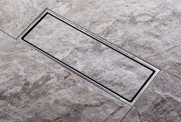 Rectangle 304 Stainless Steel Deodorant Anti Blocking Invisible Lengthen Bathroom Room Floor Drain