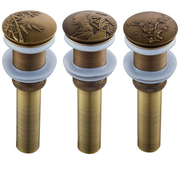 Wholesale and Retail Antique Brass Vessel Sink Drain Bathroom Basin Pop-Up Drain Solid Brass