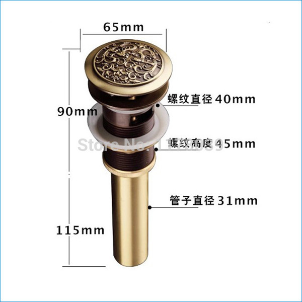 Copper Washbasin Pop up waste drainer,push down Pop-Up drainer,European Brass Basin Drainer,J14082