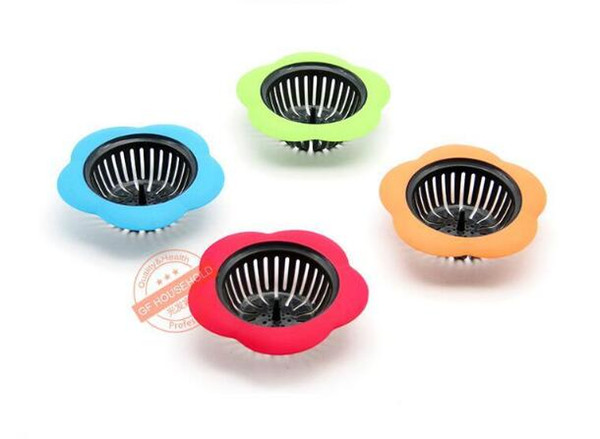 Flower Shaped Silicone TPR Kitchen Sink Strainer Bathroom Shower Drain Sink Drains Cover Sink Colander Sewer Hair Filter