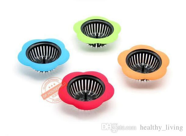 Flower Shaped Silicone TPR Kitchen Sink Strainer Bathroom Shower Drain Sink Drains Cover Sink Colander Sewer Hair Filter