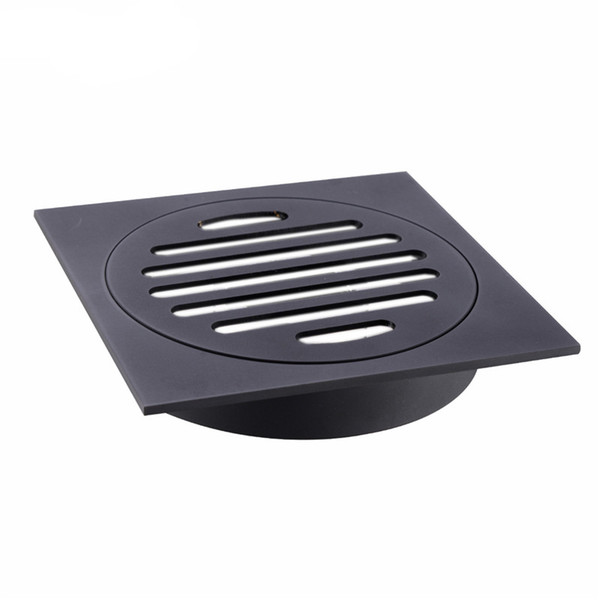 Housetop All Brass Shower Drain Bathroom Floor Drain Tile Insert Square Anti-odor Floor Waste Grates Black/Chrome Finish