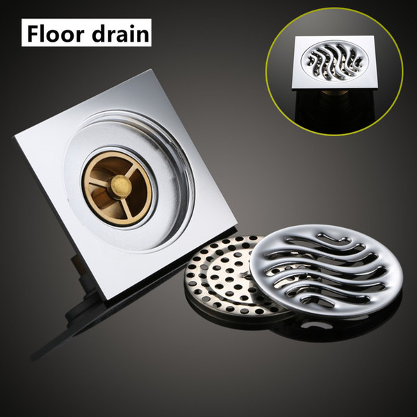 Square Floor Drain Brass Shower Drainer Grate Waste Tile Insert Square Floor Waste Grates Bathroom Drains Drain Strainers