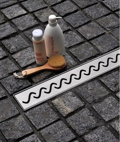 DIYHD Stainless Steel S wave cut shower linear drain vertical outlet long floor drain with hair filter