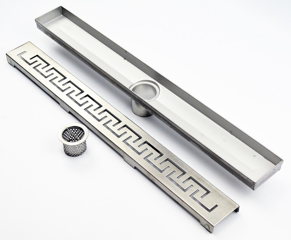 DIYHD Stainless Steel zipper cut shower linear drain vertical outlet long floor drain with hair filter