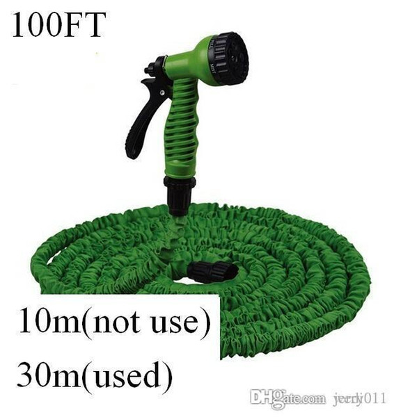 2016 HOT 100FT Flexible Garden pipe and Car Water hose valve with spray Gun EU/US connector &Blue,Green