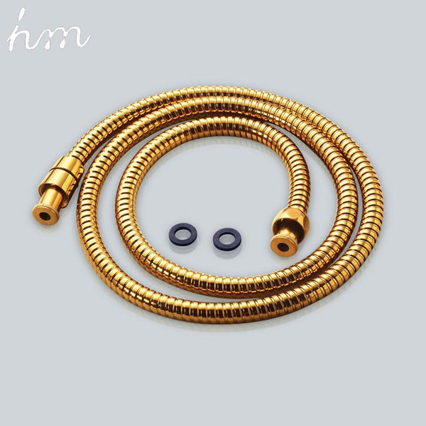 Shower Hose Brass Nut Double Lock Bathroom Replacement Anti-Explosion Stainless Steel 1.5M Gold Anti-Twist Plumbing Hose